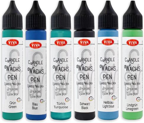 Viva Decor Candle Wax Pen Set (Classic Queen, 4 x 0,95 Fl oz) - color for candles - candle making supplies - candle pen - decorating wax for candle making - Made in Germany in Saudi Arabia