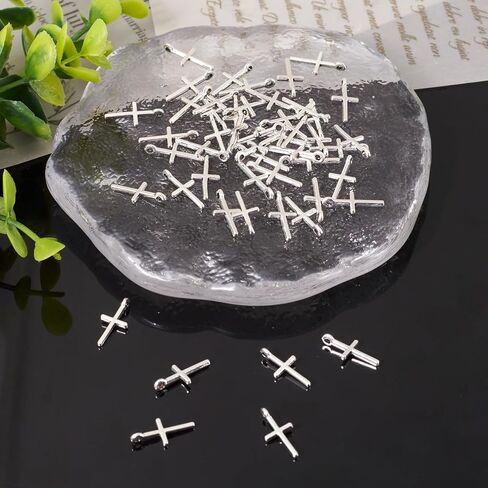 Beadthoven التبتية نمط الصليب سحر المعلقات سبيكة خمر صغيرة صغيرة معدنية الصليب المعلقات DIY قلادة سحر الخرز للمسبحة الدينية صنع المجوهرات سوار أقراط المختنق الملحقات in Kuwait