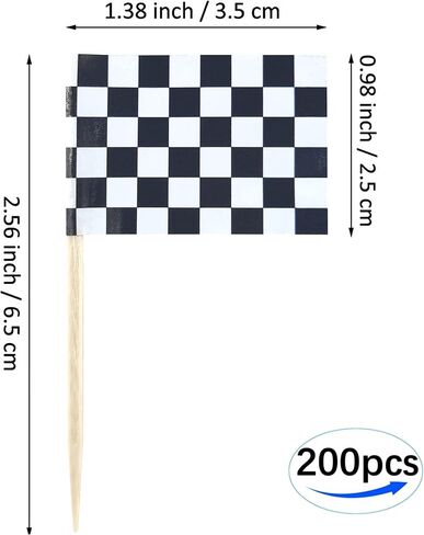 JBCD Checkered Black and White Racing Toothpick Flag Mini Small Racing Car Cupcake Topper Flags (200 pcs) in Saudi Arabia