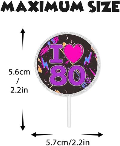 18pcs Purple Glitter Dessert Cupcake Topper Retro Throwback Girly 80’s Decade Theme Decor Supplies Happy Birthday Party Decorations in Saudi Arabia