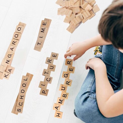 حروف C CRYSTAL LEMON Scrabble للحرف اليدوية والألعاب - عبوة مكونة من 200 بلاط خشبي - مثالية للمشروعات التي تصنعها بنفسك، واستبدال ألعاب اللوحة، والمزيد! in Kuwait