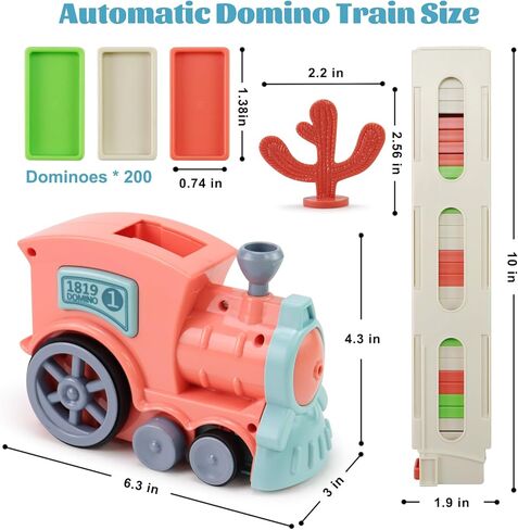 Domino Train Set Toy, Kids Automatic Domino Train Toy with Lights and Sound, Auto Building and Stacking Toy Blocks Set, 200 PCS Domino Blocks Set Toy, Christmas Birthday Gifts for Age 3-7 Boys Girls in Kuwait