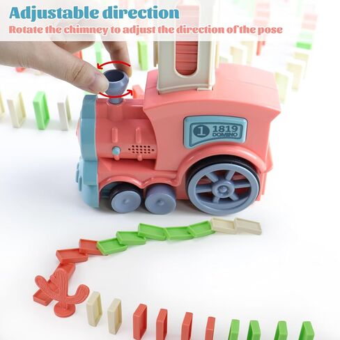 Domino Train Set Toy, Kids Automatic Domino Train Toy with Lights and Sound, Auto Building and Stacking Toy Blocks Set, 200 PCS Domino Blocks Set Toy, Christmas Birthday Gifts for Age 3-7 Boys Girls in Kuwait