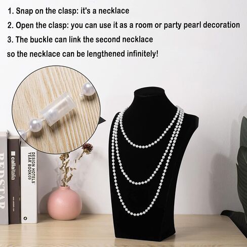 12 قلادة من اللؤلؤ الصناعي المطرز بالجملة طويلة 48 بوصة، 7 مم زعنفة الخرز حزب هدايا الديكور in Kuwait