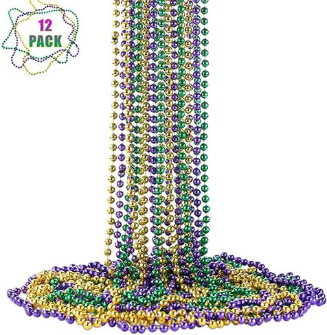 مجموعة اكسسوارات ماردي جرا مكونة من 2 شريط راس ماردي جرا و4 اقنعة ماردي جراس و12 قطعة من خرز ماردي جرا، لوازم تزيين الحفلات التنكرية in Kuwait