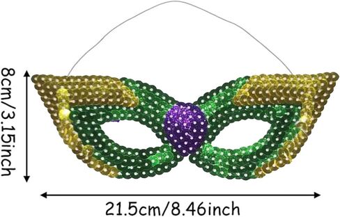 مجموعة اكسسوارات ماردي جرا مكونة من 2 شريط راس ماردي جرا و4 اقنعة ماردي جراس و12 قطعة من خرز ماردي جرا، لوازم تزيين الحفلات التنكرية in Kuwait