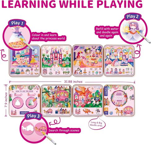 mierEdu Paint with Magical Water Coloring Books for Toddler-Kids No Mess Dinosaur Coloring Activity Books Age 3 and up, Educational Travel Toys for Boys Girls 3-5 Year Old(Dinos World) in Saudi Arabia
