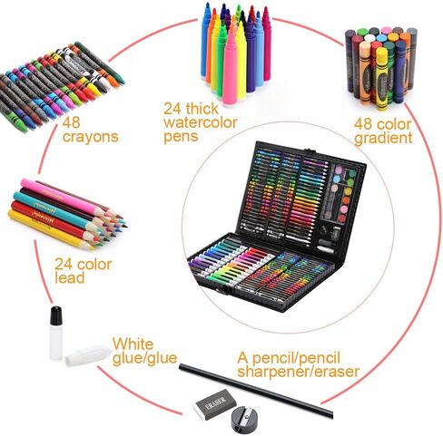 حقيبة تلوين فنية للإبداع من جيه زد للأطفال مع تطوير الخيال والإبداع، 168 قطعة من اللوازم الفنية. in Kuwait