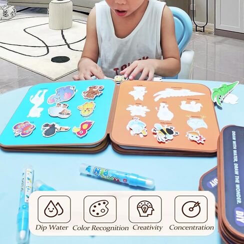 كتب تلوين مائية قابلة لإعادة الاستخدام للأطفال الصغار من كاواقيوا، كتاب فني بدون فوضى، كتاب مشغول للأطفال، أنشطة الرسم المائي مع قلم مائي لعبة السفر بالطائرة - الفضاء in Kuwait