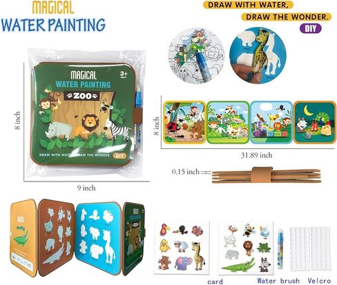 كتب تلوين مائية قابلة لإعادة الاستخدام للأطفال الصغار من كاواقيوا، كتاب فني بدون فوضى، كتاب مشغول للأطفال، أنشطة الرسم المائي مع قلم مائي لعبة السفر بالطائرة - الفضاء in Kuwait