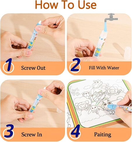 كتب تلوين مائية قابلة لإعادة الاستخدام للأطفال الصغار من كاواقيوا، كتاب فني بدون فوضى، كتاب مشغول للأطفال، أنشطة الرسم المائي مع قلم مائي لعبة السفر بالطائرة - الفضاء in Kuwait