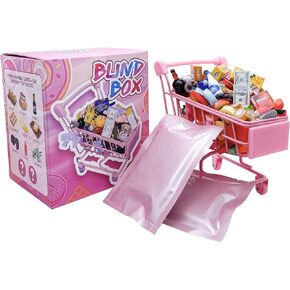 Mini Shopping Cart, Mixed Pretend Play Food with Mini Grocery Food Drinks Toys, Playfood Box Tiny Bottles Dessert Educational Toy for Dollhouse Kitchen in Saudi Arabia