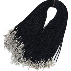 50 Pcs Black Necklace Cord Satin Silk Rope Necklace Chain with Lobster Claw Clasp 24'' in Saudi Arabia