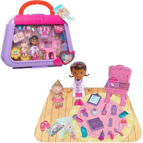 Doc McStuffins On-the-Go So Much Better Lambie 20-Piece Playset, Doc McStuffins Doll, Lambie Figure, 16 Tools and Accessories, Carrying Case, Officially Licensed Kids Toys for Ages 3 Up by Just Play in Kuwait