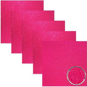 Turner Moore Edition Silver Glitter Vinyl Adhesive 12x12, 5-Pack Transparent Glitter Vinyl Sheets for Cricut, Crafts, Scrapbooking, Stickers, Decals for Bottles and Tumblers