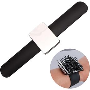 Magnetic Bobby Pin Holder - Hold Metal Bobby Pins and Clips in Easy Reach - Beauty Tools - Magnetic Pin Holder for Sewing, Cushion for Sewing Wristband Hair Stylist Wrist Cushion(Black)
