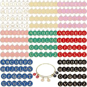 208 Pcs Metal Letter Charms for Jewelry Making Mix Initial Charms Double Side A-Z Alphabet Charms for DIY Bracelet Necklace Making, 8 Colors in Kuwait