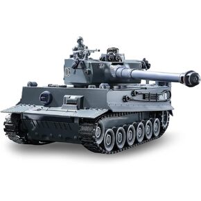دبابة التحكم عن بعد، لعبة دبابة جيش النمر الألماني RC WW2، مركبات عسكرية RC بتردد 2.4 جيجا هرتز 9 قنوات مع برج دوار وأصوات، مناسبة للأطفال 6 7 8 9 ألعاب عسكرية لعيد الميلاد