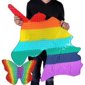 Zillywood Jumbo Unicorn pop Toy with Free Large Butterfly pop Toy. Big pop Bubble Fidget Toys, Popper pop Toy. Giant Popping Toy with 736 Bubbles. Over 700 Poppers Fidget Toy Huge pop for Girls. in Kuwait