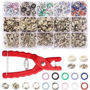 804 قطعة من ازرار كبس للخياطة مع كماشة ادوات ضغط للملابس وملابس الاطفال والرومبر والمرايل ومجموعة مشابك كبس للملابس (9.5 ملم 20 لون) من بيو in Kuwait