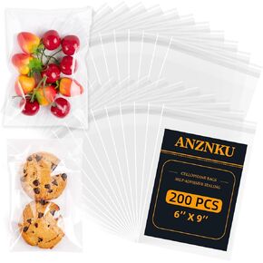 ANZNKU 300 عبوة من أكياس السيلوفان الشفافة، مقاس 5 × 7 بوصات 2.8 مل أكياس بسكويت ذاتية اللصق للتغليف، أكياس لاصقة ذاتية الغلق، أكياس بلاستيكية شفافة قابلة للإغلاق لتغليف الهدايا والبسكويت والحلوى