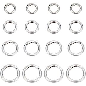 PH PandaHall 16pcs 8 Sizes Spring O Ring, Silver Trigger Round Snap Buckle 17~61mm Alloy Trigger Round Snap Buckle Spring Keyring Buckle Snap Hooks O Rings Buckles for DIY Keychains Bag Purse Handbag
