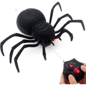 Tipmant RC Spider Remote Control Tarantula Realistic Animal Crawlers Scary Kids Halloween Christmas Prank Gag Toys Birthday Gifts (Black Hair)