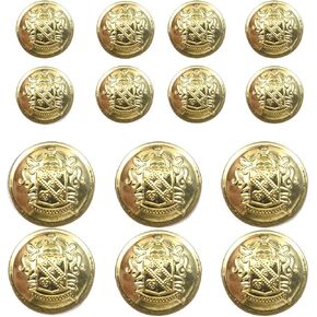 مجموعة ازرار بليزر معدنية من 14 قطعة - للبليزر والبدلات والمعطف الرياضي والزي الموحد والجاكيت (ذهبي) 15 ملم 20 ملم in Kuwait