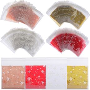 400 قطعة أكياس حلوى عيد الميلاد ندفة الثلج أكياس حلوى حلوى ذاتية اللصق من السيلوفان البلاستيك الخبز حلوى حلوى أكياس الهدايا in Kuwait