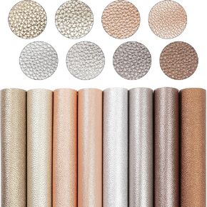 LOTOFUN Shiny Pearl Faux Leather Sheets: Soft Pearl Lustrous Textured Metallic PU Synthetic Leather Fabric 8Pcs/Set 12x8 Inch for Bows Earrings Making DIY Craft (Dark Color) in Kuwait