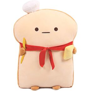 ARELUX Funny Toast Sliced Bread Pillow,Bread Shape Plush Hugging Pillow with Red Scarf,Soft Toast Food Sofa Cushion for Home Decor,Plush Toy for Friends Family Birthday