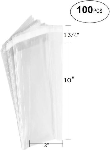 N'ice Packaging 100 Pcs 2x3 2Mil Clear Flat Cello / 2"x3" Cellophane Bags Good for Candies, Cookies, Bakery Goods, Soap, Other Goodie Treats in Kuwait