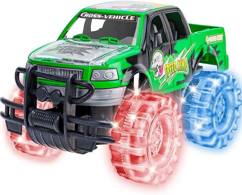 ArtCreativity Light Up Green Monster Truck, 1 Piece, 8 Inch Toy Monster Truck with Flashing LED Tires and Batteries, Push n Go Car Toys for Kids, Fun Gift for Boys and Girls Ages 3 and Up in Kuwait