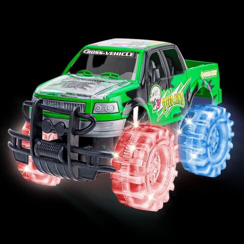 ArtCreativity Light Up Green Monster Truck, 1 Piece, 8 Inch Toy Monster Truck with Flashing LED Tires and Batteries, Push n Go Car Toys for Kids, Fun Gift for Boys and Girls Ages 3 and Up in Kuwait