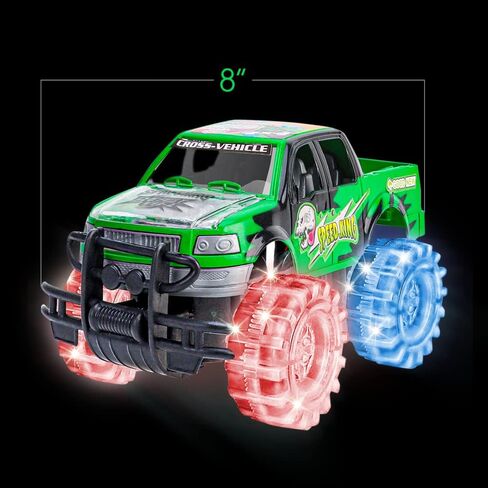 ArtCreativity Light Up Green Monster Truck, 1 Piece, 8 Inch Toy Monster Truck with Flashing LED Tires and Batteries, Push n Go Car Toys for Kids, Fun Gift for Boys and Girls Ages 3 and Up in Kuwait