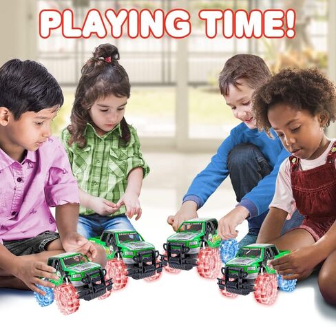 ArtCreativity Light Up Green Monster Truck, 1 Piece, 8 Inch Toy Monster Truck with Flashing LED Tires and Batteries, Push n Go Car Toys for Kids, Fun Gift for Boys and Girls Ages 3 and Up in Kuwait