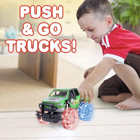 ArtCreativity Light Up Green Monster Truck, 1 Piece, 8 Inch Toy Monster Truck with Flashing LED Tires and Batteries, Push n Go Car Toys for Kids, Fun Gift for Boys and Girls Ages 3 and Up in Kuwait