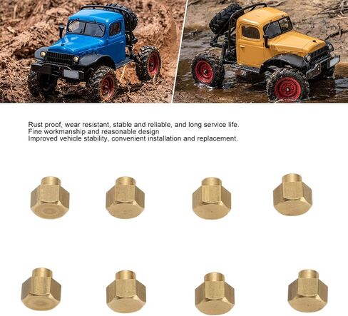 RC Nut, Brass 8Pcs Rust Resistant RC Tire Lock Nut for SCX24 (5mm) in Kuwait