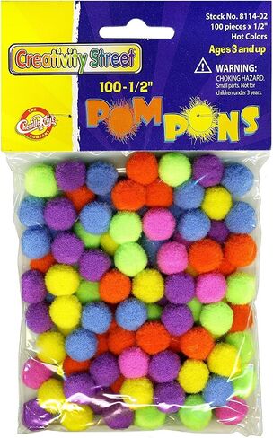Creativity Street Hot Colors Pom Pons, 0.5-Inch, 100-Pack (AC8114-02) in Saudi Arabia