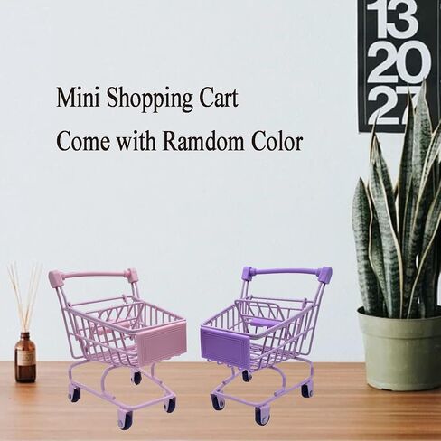 Mini Shopping Cart, Mixed Pretend Play Food with Mini Grocery Food Drinks Toys, Playfood Box Tiny Bottles Dessert Educational Toy for Dollhouse Kitchen in Saudi Arabia