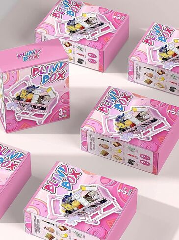 Mini Shopping Cart, Mixed Pretend Play Food with Mini Grocery Food Drinks Toys, Playfood Box Tiny Bottles Dessert Educational Toy for Dollhouse Kitchen in Saudi Arabia