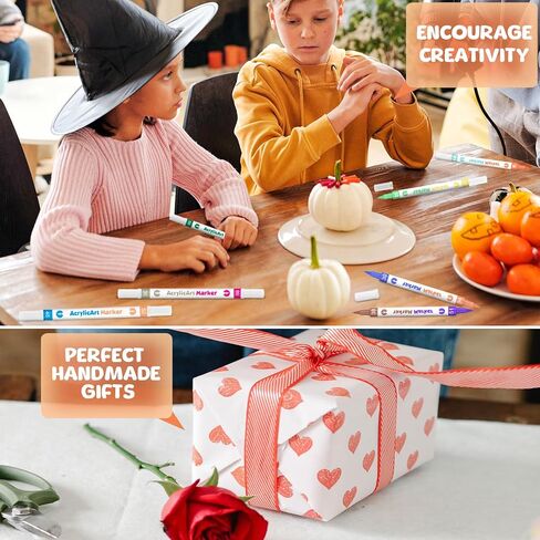 أقلام طلاء أكريليك، 48 لونًا من أقلام طلاء الأكريليك للقماش والرسم الصخري والزجاج والمعادن وأقلام الأكريليك ذات النقاط الدقيقة لوازم فنية للسيراميك والخشب والحجر in Kuwait