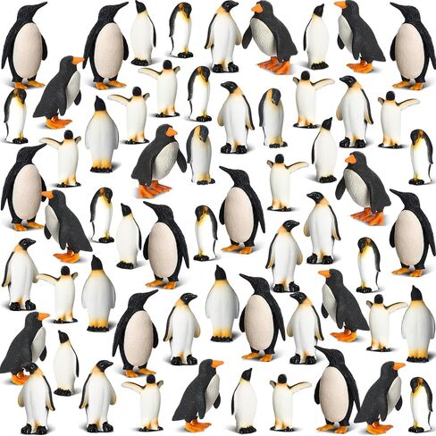 Poen 60 Pcs Penguin Figurines Miniature Realistic Penguin Figures Cute Resin Antarctic Animal Penguin Winter Cake Toppers Decorations for Boy Girl Birthday Gift Party Favors in Saudi Arabia
