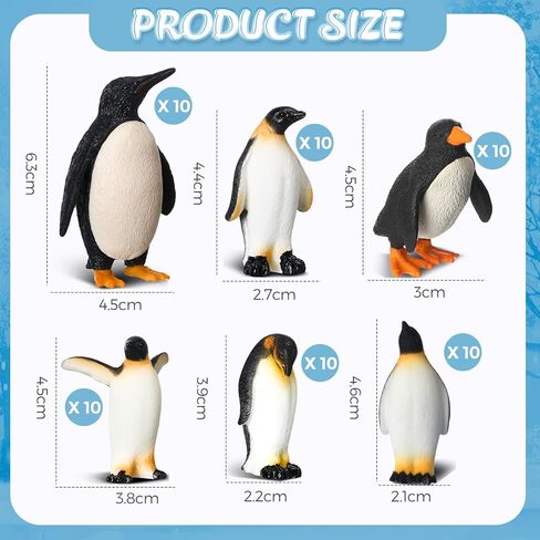 Poen 60 Pcs Penguin Figurines Miniature Realistic Penguin Figures Cute Resin Antarctic Animal Penguin Winter Cake Toppers Decorations for Boy Girl Birthday Gift Party Favors in Saudi Arabia