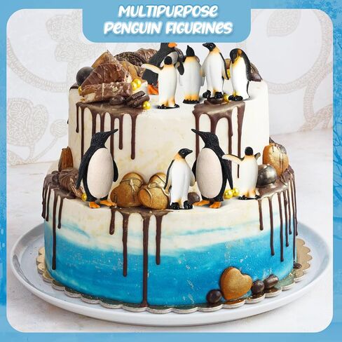 Poen 60 Pcs Penguin Figurines Miniature Realistic Penguin Figures Cute Resin Antarctic Animal Penguin Winter Cake Toppers Decorations for Boy Girl Birthday Gift Party Favors in Saudi Arabia