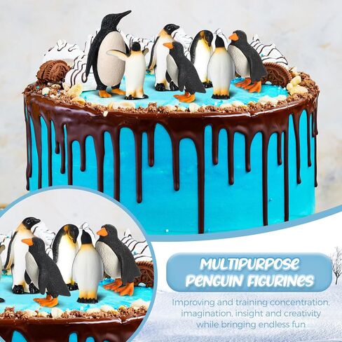 Poen 60 Pcs Penguin Figurines Miniature Realistic Penguin Figures Cute Resin Antarctic Animal Penguin Winter Cake Toppers Decorations for Boy Girl Birthday Gift Party Favors in Saudi Arabia