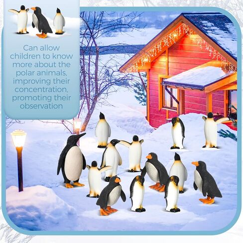 Poen 60 Pcs Penguin Figurines Miniature Realistic Penguin Figures Cute Resin Antarctic Animal Penguin Winter Cake Toppers Decorations for Boy Girl Birthday Gift Party Favors in Saudi Arabia