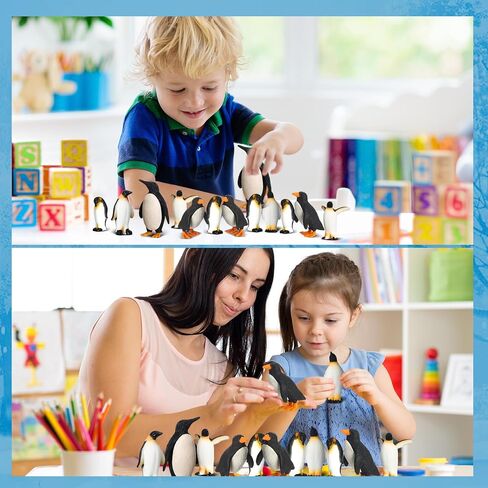 Poen 60 Pcs Penguin Figurines Miniature Realistic Penguin Figures Cute Resin Antarctic Animal Penguin Winter Cake Toppers Decorations for Boy Girl Birthday Gift Party Favors in Saudi Arabia