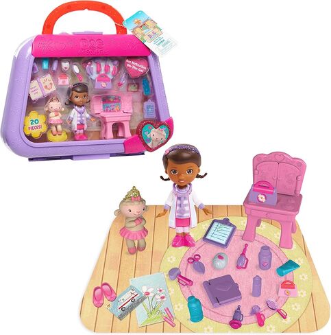 Doc McStuffins On-the-Go So Much Better Lambie 20-Piece Playset, Doc McStuffins Doll, Lambie Figure, 16 Tools and Accessories, Carrying Case, Officially Licensed Kids Toys for Ages 3 Up by Just Play in Saudi Arabia