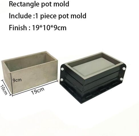 جيهتو مجموعات قوالب زراعة كبيرة مستطيلة من السيليكون - حافظة بلاستيكية متينة متضمنة - سهلة الفك، حاويات تخزين ذاتية الصنع، اواني عصارية ومنظم اقلام، قوالب خرسانية لصناعة فن الاسمنت in Kuwait